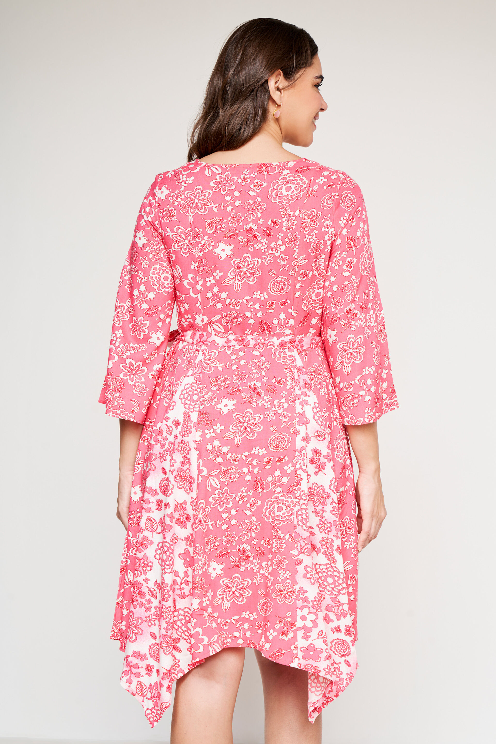 Pink Floral Flared Dress, Pink, image 6